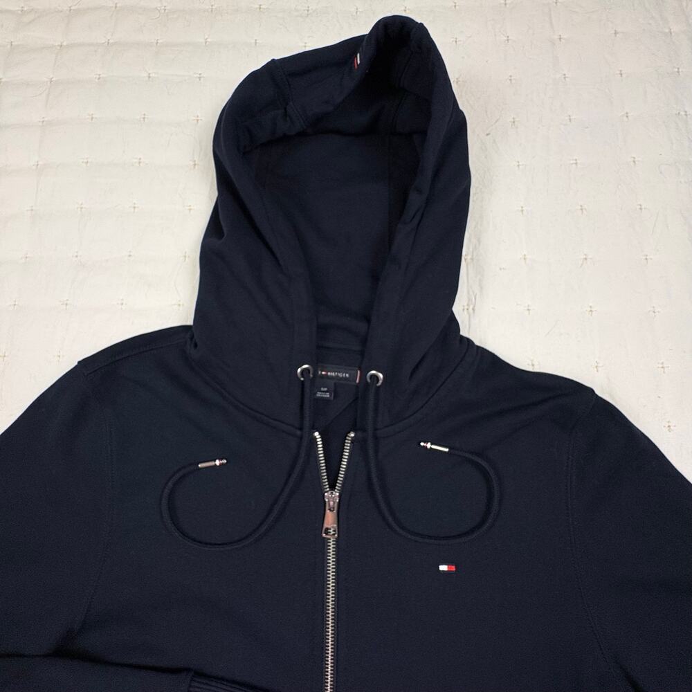 Tommy Hilfiger Zip Up Hoodie Sweatshirt Men's S Navy Blue French Terry - Picture 2 of 11
